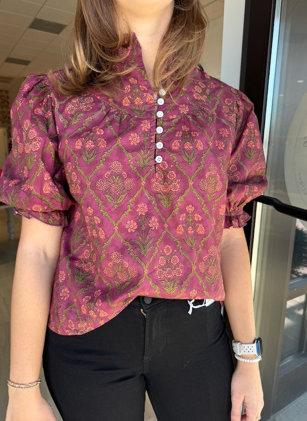 Victoria Dunn Cranberry Ellie Blouse