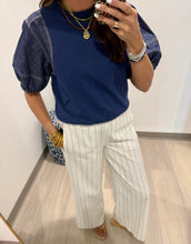 Load image into Gallery viewer, Tru Luxe Knit Denim Sleeve Popover
