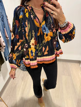 Load image into Gallery viewer, Tribal Hickory Ruffle Collar Pleated Blouse
