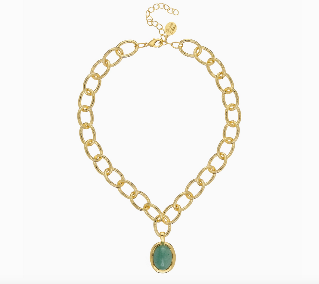 Susan Shaw Jade Cabochon Loop Chain Necklace