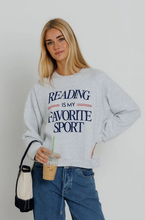 Load image into Gallery viewer, Reading Is My Fav Sport Raglan Crew
