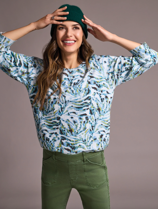 Tribal Mist Blue Crewneck Sweater