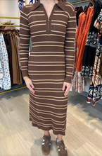 Load image into Gallery viewer, Moon River Striped Collar Knit Midi
