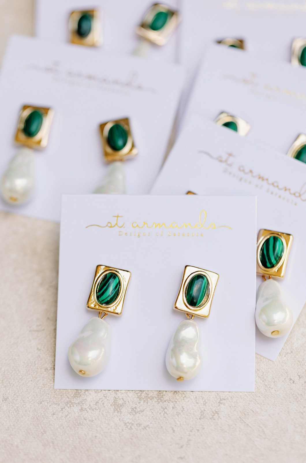 St Armands Vintage Malachite Drop Earring