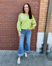 Load image into Gallery viewer, Tribal Wasabi Crew Neck Embroidered Top

