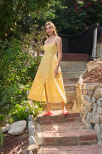 Load image into Gallery viewer, Moon River Yellow Eyelet Detail Midi
