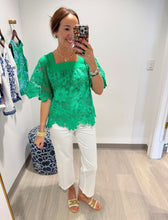 Load image into Gallery viewer, Tru Luxe Square Neck Lace Peasant Top
