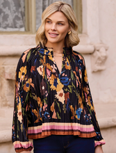 Load image into Gallery viewer, Tribal Hickory Ruffle Collar Pleated Blouse
