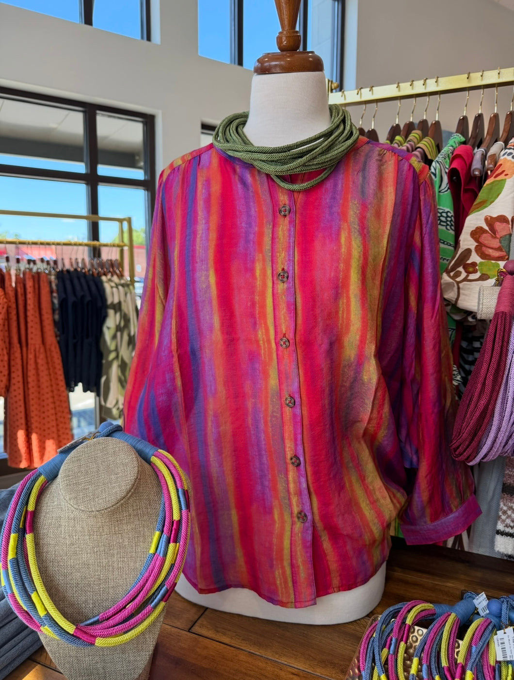 Tribal Tangored Flowy Dolman Blouse