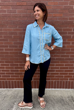 Load image into Gallery viewer, Crochet Trim Button Up
