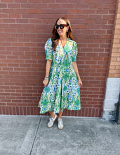 Load image into Gallery viewer, Dizzy Lizzie Blue/Green Ikat Montauk Dress
