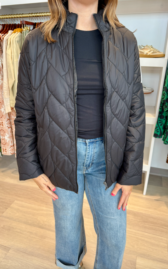 Charlie B Quilted Jacquard Knit Puffer
