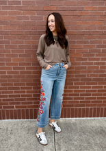 Load image into Gallery viewer, True Luxe Embroidered Wide Leg Crop Jean
