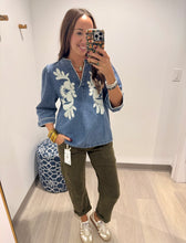 Load image into Gallery viewer, Fall Denim Scroll Top
