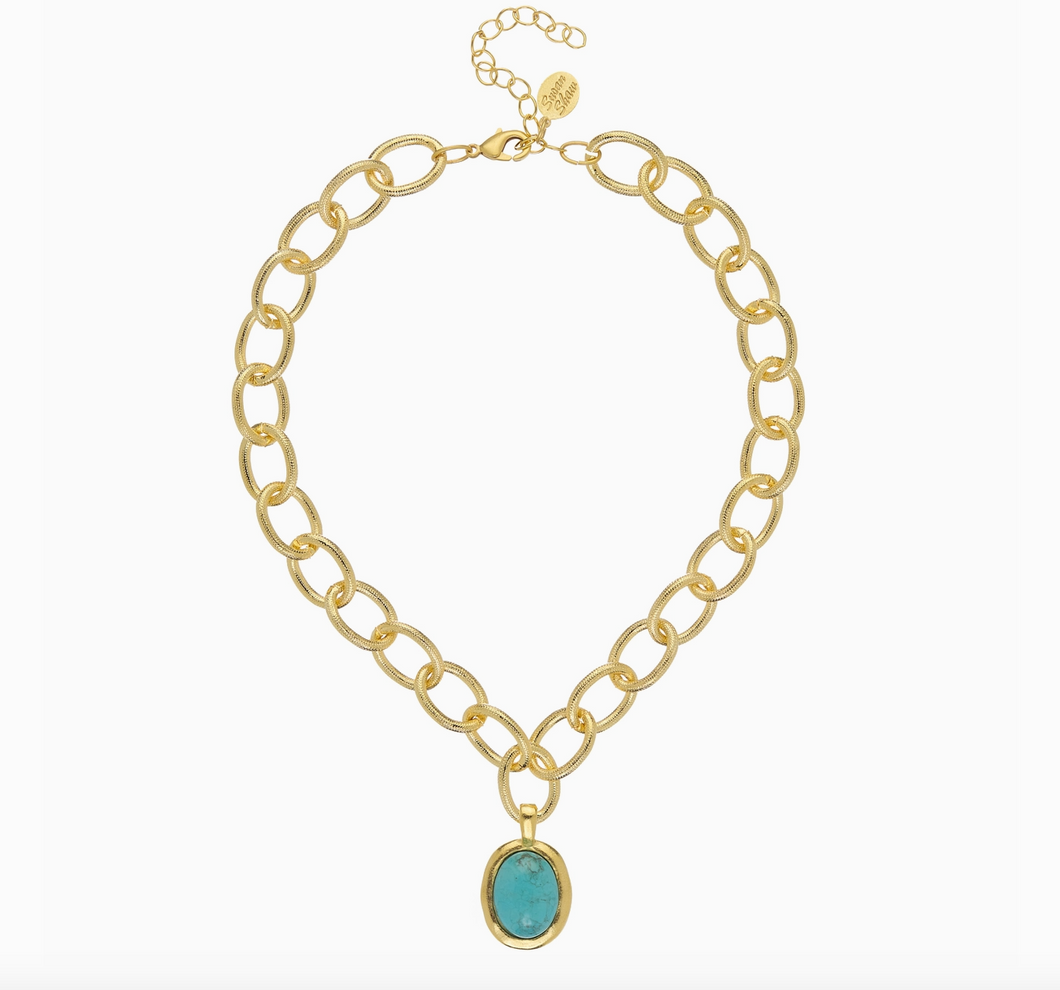 Susan Shaw Turquoise Cabochon Loop Chain Necklace