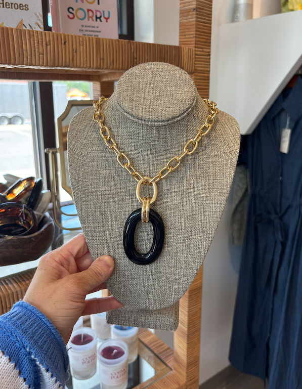 Theodora Black Pendant Necklace