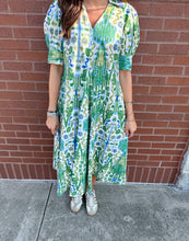 Load image into Gallery viewer, Dizzy Lizzie Blue/Green Ikat Montauk Dress
