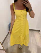 Load image into Gallery viewer, Moon River Yellow Eyelet Detail Midi
