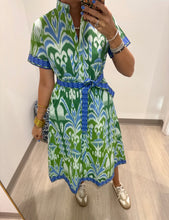 Load image into Gallery viewer, Isla Payal Ikat Green Sydney Shirtdress
