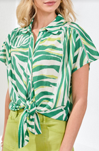 Load image into Gallery viewer, Tribal Grass Tie Front Top
