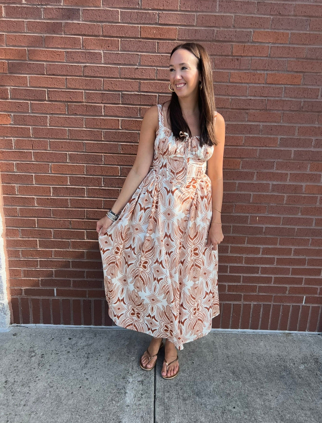 Moon River Corset Multi Midi Dress
