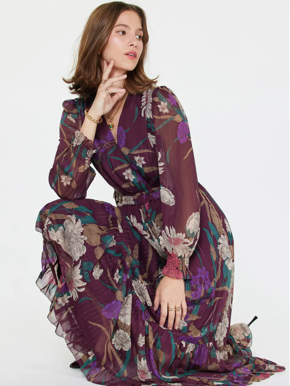 Floral Wine Dress