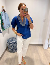 Load image into Gallery viewer, Tru Luxe Standing Collar Embroidered Top
