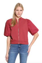 Load image into Gallery viewer, Tru Luxe Zip Front Poplin Sleeve Cardigan
