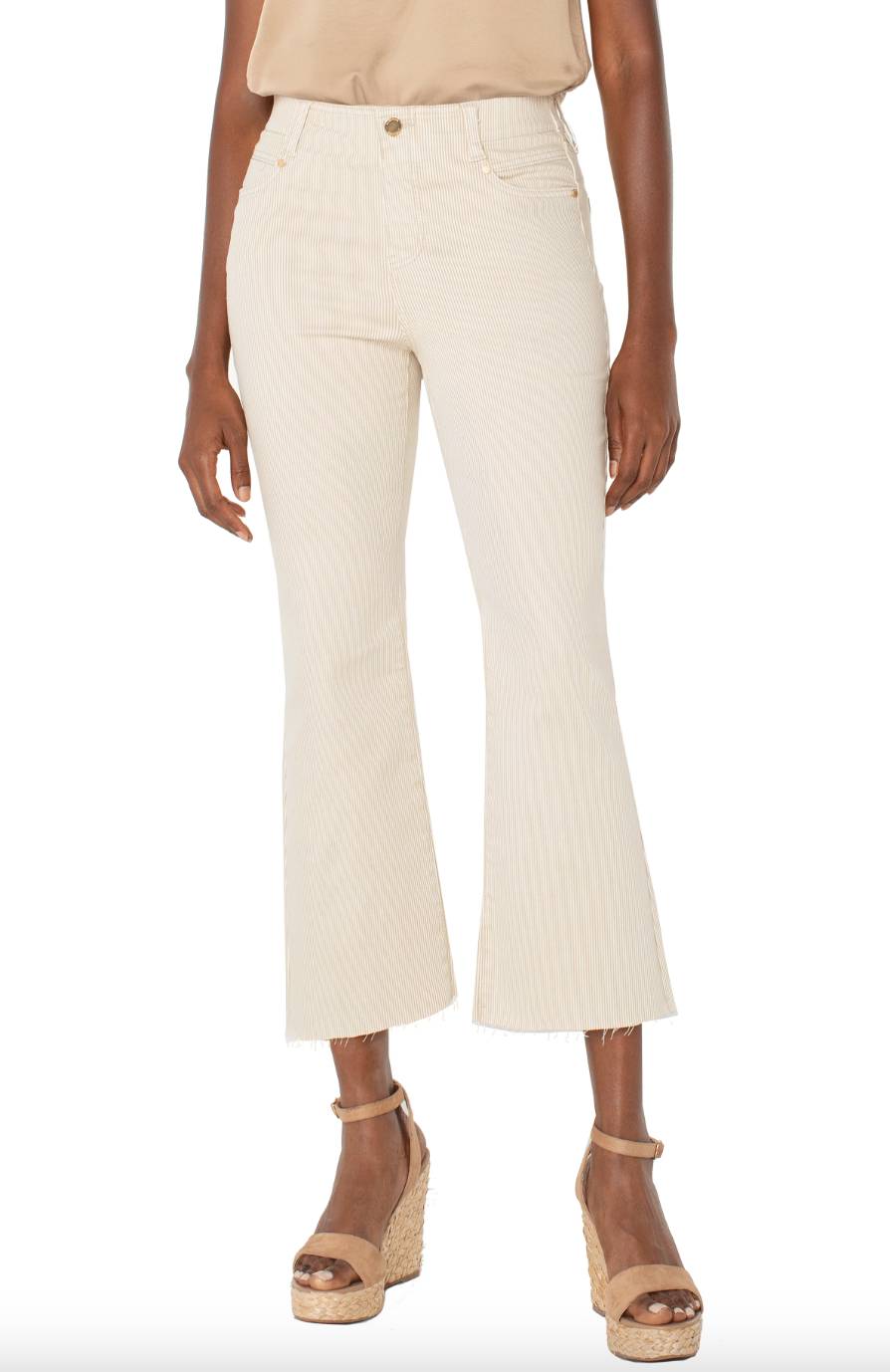 Liverpool Cappucino Stripe Gia Glider Crop Flare