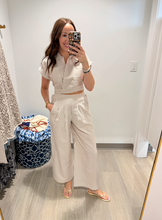 Load image into Gallery viewer, Apricot  Seersucker Pleat Trouser
