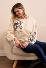Load image into Gallery viewer, Tribal Moonstone Embroidered Crew Neck Top
