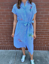 Load image into Gallery viewer, Tribal Placement Embroidered Shirt Dress
