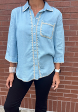 Load image into Gallery viewer, Crochet Trim Button Up

