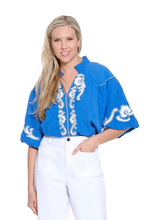 Load image into Gallery viewer, Tru Luxe Embroidered Smocked Collar Top
