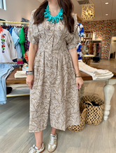 Load image into Gallery viewer, Apricot Leaf Print Midi Shirt Dress
