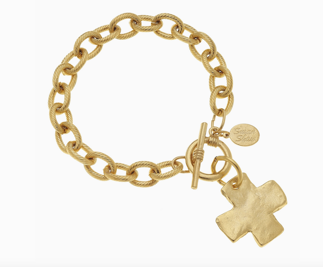 Susan Shaw Gold Cross Toggle Bracelet