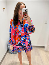 Load image into Gallery viewer, Geo Button Down Dress
