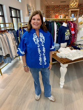 Load image into Gallery viewer, Tru Luxe Embroidered Smocked Collar Top
