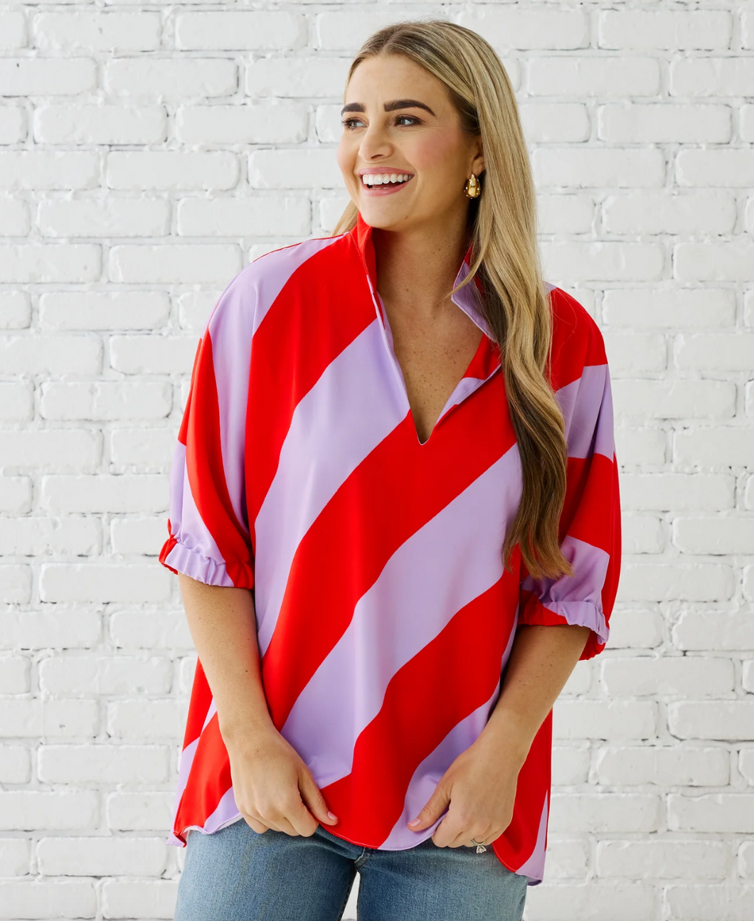 Caryn Lawn Striped Coco Top