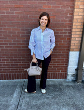 Load image into Gallery viewer, Liverpool Espresso Stripe Button Front Blouse
