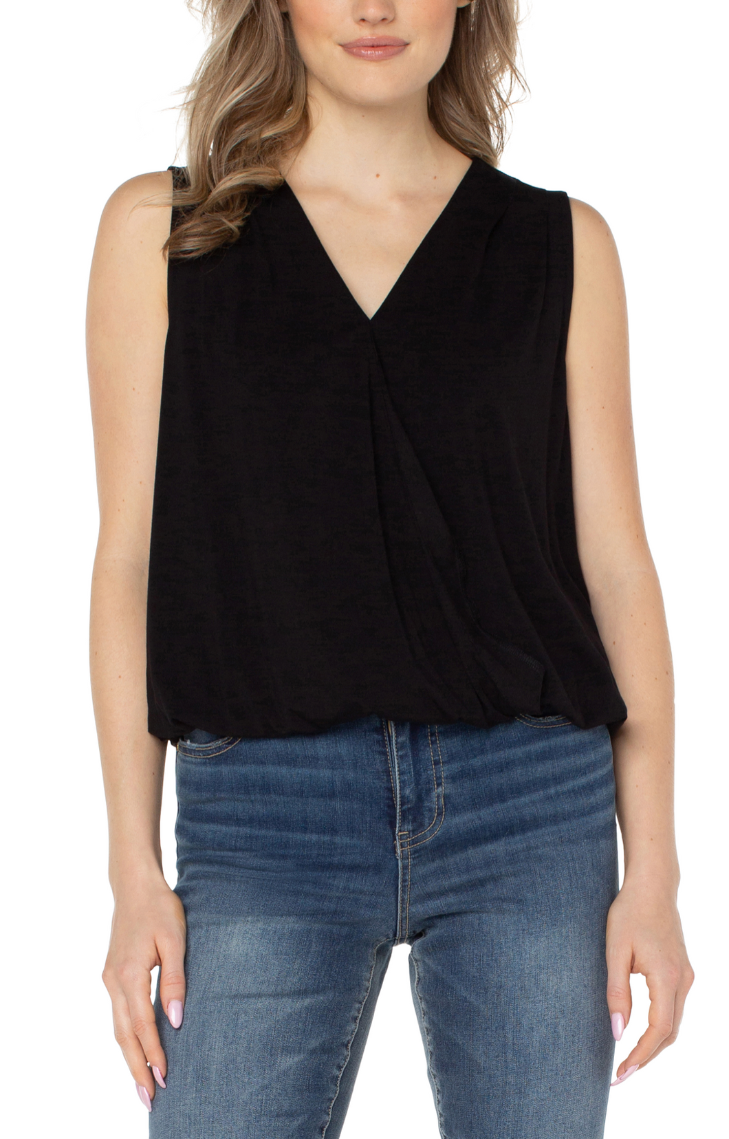 Liverpool Sleeveless Drape Front Top
