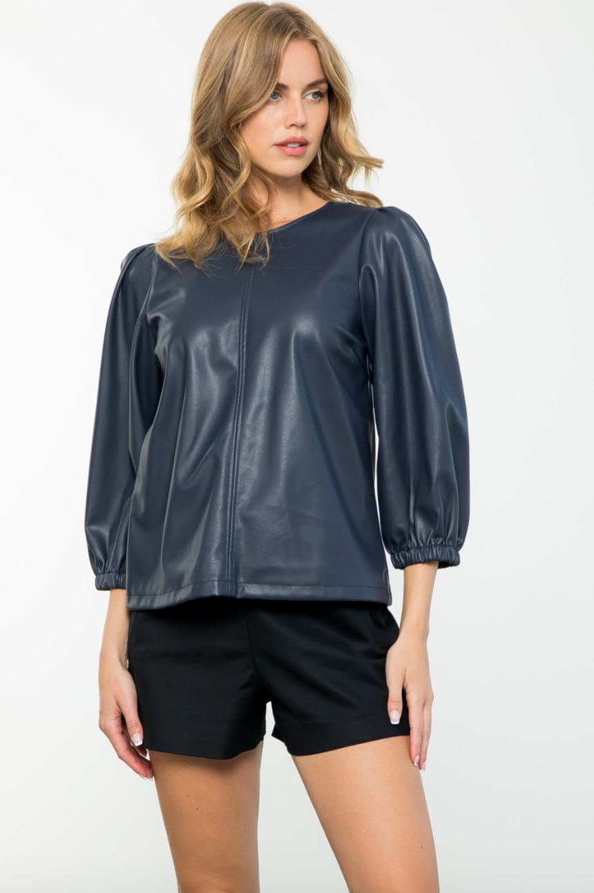 THML Faux Leather Frenzy Top
