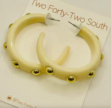 Load image into Gallery viewer, Ivory Acrylic Hoop with Stud

