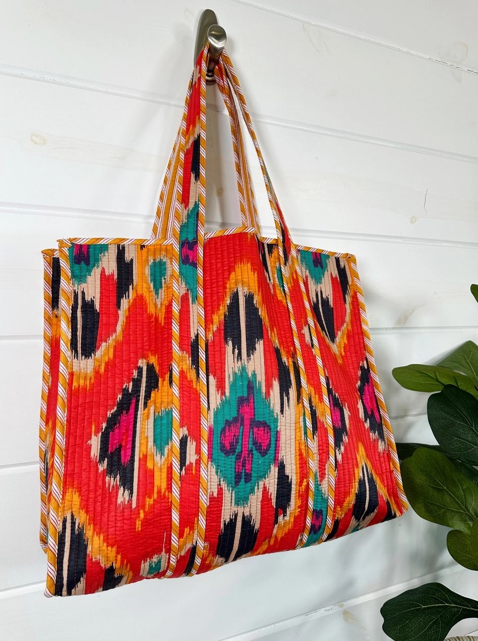 Cotton Quilted Blockprint Tote Bag
